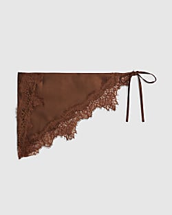 Brown Lace Trim Bandana