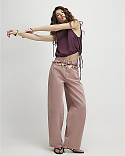 Pink High Waisted Balloon Leg Jeans