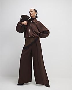 Brown Faux Suede Collared Bomber Jacket