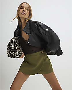 Khaki Wrap Skort