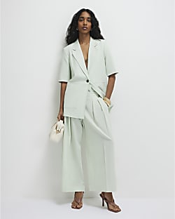 Green Ankle Grazer Tailored Trousers