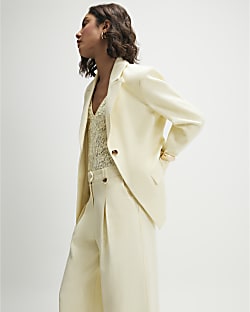 Yellow Cotton Cinched Blazer