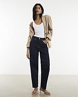 Blue Barrel Leg Jeans