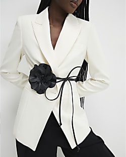 Black Corsage Flower Belt