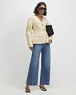 Blue Seam Detail Cropped Jeans