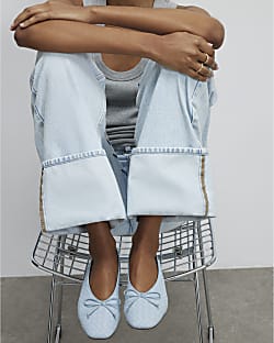 Blue Woven Ballet Pumps