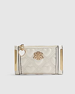 Cream Heart Quilted Purse