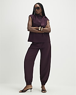 Red Tailored Cuff Joggers