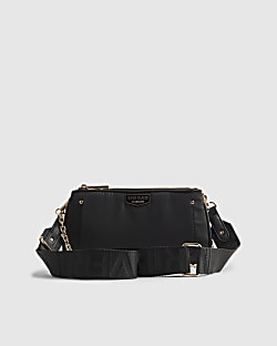 Black Double Compartment Cross Body Bag