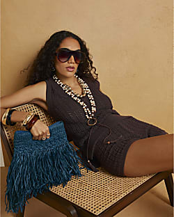 Brown Crochet Knitted Shorts