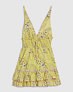 Petite Yellow Daisy Print Mini Dress