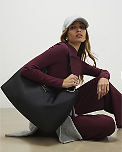 Black Nylon Slouch Shopper Bag