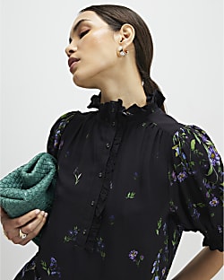 Black Floral Blouse