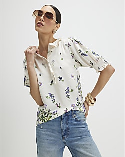 White Floral Blouse