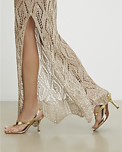Gold Mirrored Heeled Sandals