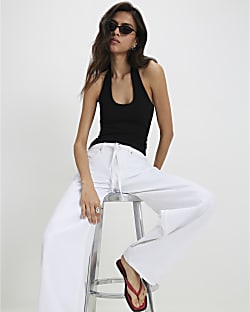 Black Halter Neck Tank Top