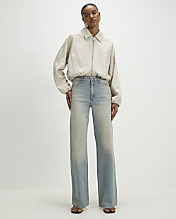 Blue Relaxed Straight Leg Jeans