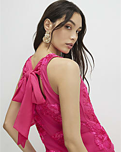 Pink Sleeveless Cornelli Racer Top