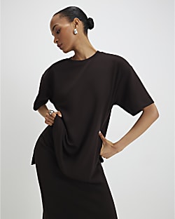 Brown Premium Short Sleeve Oversized T-shirt