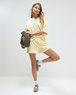 Yellow Cotton Loopback Shorts