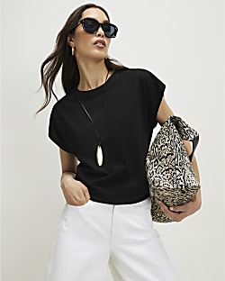 Black Short Sleeve Loose Fit Top