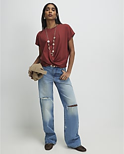 Orange Twist Front T-Shirt