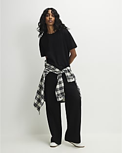 Black Cotton T-Shirt and Trousers Set