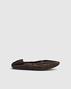 Brown Suede Elastic Ballet Pumps