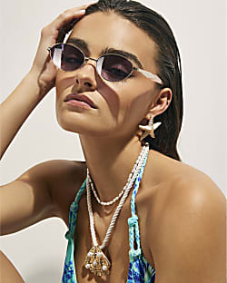 Gold 90s Round Slim Sunglasses