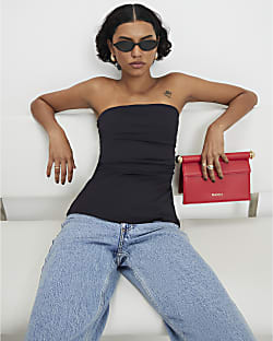 Black Polyamide Bandeau Top