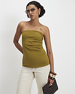 Green Polyamide Bandeau Top