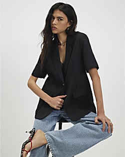 Black Short Sleeve Blazer