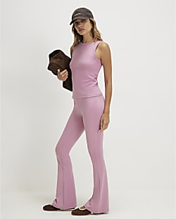 Pink High Waisted Kick Flare Leggings