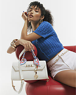 White Scarf Charm Tote Bag