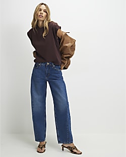 Brown Short Sleeve Pleat Shoulder T-shirt