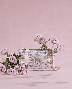Cream Floral Panelled Shoulder Bag