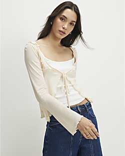 Cream Long Sleeve 2 in 1 Layered Top
