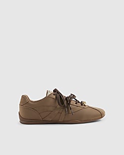 Brown Slim Double Lace Trainers