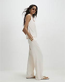 Cream Satin Trousers