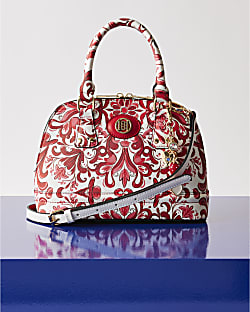 Red Paisley Print Cross Body Tote Bag