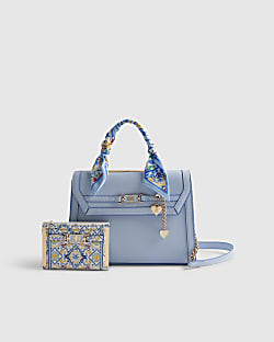 Blue Scarf Charm Tote Bag And Purse Bundle