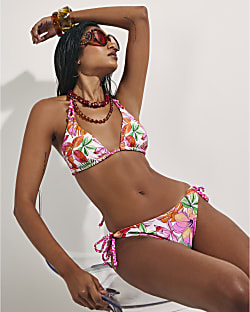 Pink Reversible Triangle Bikini Top