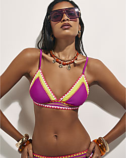 Purple Triangle Whipstitch Bikini Top
