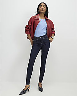 Blue Contrast Stitch Skinny Jeans