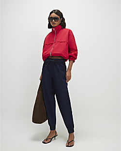 Black Denim Cuffed Joggers