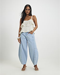 Petite Soft Barrel Leg Jeans