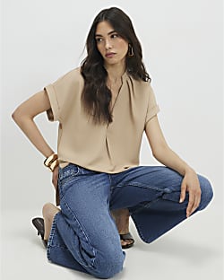 Brown Notch Neck T-Shirt