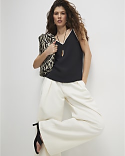 Black Contrast Trim Cami Top