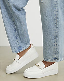 White Buckle Detail Sports Loafers
