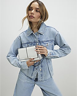 Silver Bar Front Clutch Bag